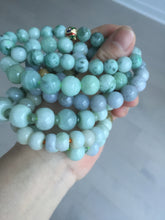 Load image into Gallery viewer, Size 52-60mm 100% natural type A green/yellow/brown/purple jadeite jade beads bracelet group BL134