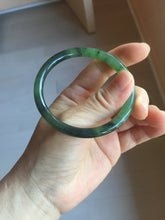 Load image into Gallery viewer, 55mm Certified 100% Natural Fresh Young Green/Dark Green/Black Green Ink Painting (绿水墨) Round Cut Nephrite (Wulanhai 乌兰海碧玉) Bangle HN149-7310