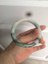 Load image into Gallery viewer, 59mm Certified type A 100% Natural green/white/brown with green floating flowers slim Jadeite bangle AZ34-4364