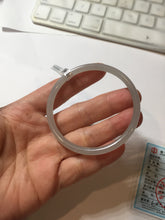Load image into Gallery viewer, 52.5mm Certified 100% Natural icy gray (灰冰) slim round cut nephrite jade bangle HF125-9106