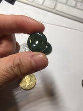Load image into Gallery viewer, 24.2/116.7mmType A 100% Natural oily dark green/black/gray(老油青) Jadeite Jade Safety Guardian Button donuts couple pendant PC129