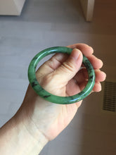 Load image into Gallery viewer, 58.3mm Certified 100% Natural Fresh Young Green/Dark Green/Black Green Ink Painting (绿水墨) Round Cut Nephrite (Wulanhai 乌兰海碧玉) Bangle HN171-7339
