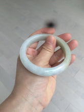 Load image into Gallery viewer, 55.9mm Certified Type A 100% Natural white/green/yellow early spring morning color Jadeite Jade bangle A105-5066