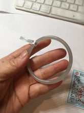 Load image into Gallery viewer, 52.5mm Certified 100% Natural icy gray (灰冰) slim round cut nephrite jade bangle HF125-9106