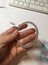 Load image into Gallery viewer, 52.5mm Certified 100% Natural icy gray (灰冰) slim round cut nephrite jade bangle HF125-9106