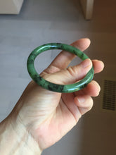 Load image into Gallery viewer, 58.3mm Certified 100% Natural Fresh Young Green/Dark Green/Black Green Ink Painting (绿水墨) Round Cut Nephrite (Wulanhai 乌兰海碧玉) Bangle HN171-7339