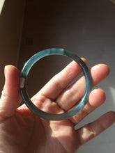 Load image into Gallery viewer, 54.8mm Certified Type A 100% Natural dark green/blue/gray Guatemala slim round cut Jadeite bangle PD182-2480