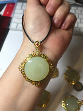 Load image into Gallery viewer, 100% Natural yellow/green nephrite Jade(黄玉) pendant HF84