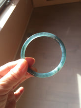 Load image into Gallery viewer, 54.8mm Certified Type A 100% Natural dark green/blue/gray Guatemala slim round cut Jadeite bangle PD182-2480