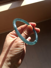 Load image into Gallery viewer, 54.8mm Certified Type A 100% Natural dark green/blue/gray Guatemala slim round cut Jadeite bangle PD182-2480