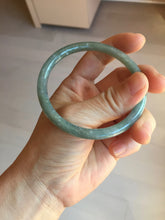 Load image into Gallery viewer, 56.6mm Type A 100% Natural Light Green/Gray/Black/Brown “Reed Flowers & Snow” Guatemala Slim Round Cut Jadeite Bangle PJ130-1426