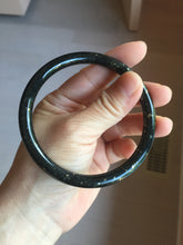 Load image into Gallery viewer, 63.5mm 100% Natural Dark Green Black Meteorite A Sky Full of Stars (繁星满天) Round Cut Nephrite Bangle HN225-0576