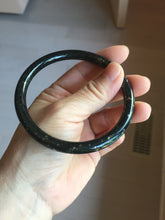 Load image into Gallery viewer, 63.5mm 100% Natural Dark Green Black Meteorite A Sky Full of Stars (繁星满天) Round Cut Nephrite Bangle HN225-0576