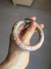 Load image into Gallery viewer, 53.3mm 100% natural pink brown black chubby round cut rose stone (Rhodonite)bangle SY121