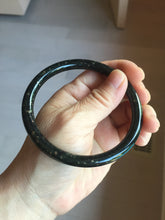 Load image into Gallery viewer, 63.5mm 100% Natural Dark Green Black Meteorite A Sky Full of Stars (繁星满天) Round Cut Nephrite Bangle HN225-0576