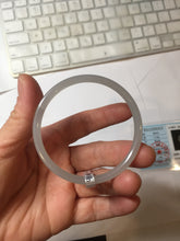 Load image into Gallery viewer, 52.5mm Certified 100% Natural icy gray (灰冰) slim round cut nephrite jade bangle HF125-9106