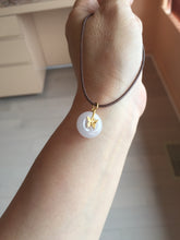 Load image into Gallery viewer, Type A 100% Natural light purple white Jadeite Jade Safety Guardian Button donuts Pendant group AU76