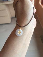 Load image into Gallery viewer, Type A 100% Natural light purple white Jadeite Jade Safety Guardian Button donuts Pendant group AU76