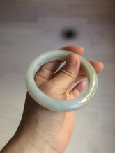 Load image into Gallery viewer, 55.9mm Certified Type A 100% Natural white/green/yellow early spring morning color Jadeite Jade bangle A105-5066