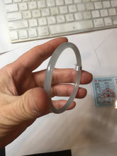 Load image into Gallery viewer, 52.5mm Certified 100% Natural icy gray (灰冰) slim round cut nephrite jade bangle HF125-9106