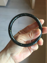 Load image into Gallery viewer, 63.5mm 100% Natural Dark Green Black Meteorite A Sky Full of Stars (繁星满天) Round Cut Nephrite Bangle HN225-0576