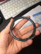 Load image into Gallery viewer, 58mm Type A 100% Natural dark green/blue/gray Guatemala slim round cut Jadeite bangle BH130-2484