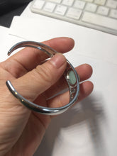 Load image into Gallery viewer, Size 52-58mm 100% natural type A apple green jadeite jade cabochon beads open Cuff bracelet PB217