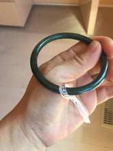 Load image into Gallery viewer, 56mm Type A 100% Natural dark green/blue/gray/black Guatemala slim round cut Jadeite bangle PJ120