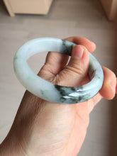Load image into Gallery viewer, 53mm Certified Type A 100% Natural green white with green floating flowers Jadeite Jade bangle AM97-2725