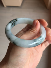 Load image into Gallery viewer, 53mm Certified Type A 100% Natural green white with green floating flowers Jadeite Jade bangle AM97-2725