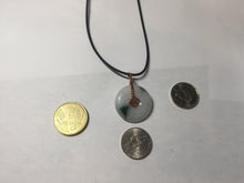 Load image into Gallery viewer, 26.9mm Type A 100% Natural white with green floating flowers Jadeite Safety Guardian Button donuts pendant PD11