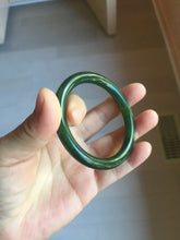 Load image into Gallery viewer, 53.1mm certified 100% Natural dark green/black nephrite (碧玉) bangle HN147-0518