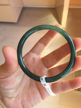 Load image into Gallery viewer, 56mm Type A 100% Natural dark green/blue/gray/black Guatemala slim round cut Jadeite bangle PJ120