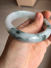 Load image into Gallery viewer, 53mm Certified Type A 100% Natural green white with green floating flowers Jadeite Jade bangle AM97-2725