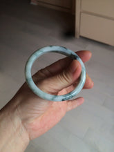 Load image into Gallery viewer, 51.5mm certified 100% natural Type A light green/white with green floating flowers oval jadeite jade bangle AM83-1631