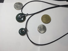 Load image into Gallery viewer, 24.2/116.7mmType A 100% Natural oily dark green/black/gray(老油青) Jadeite Jade Safety Guardian Button donuts couple pendant PC129