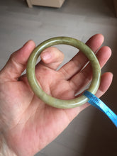 Load image into Gallery viewer, 58.5mm 100% natural certified yellow/gray round cut jadeite jade bangle BK14-3294