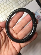 Load image into Gallery viewer, 61mm 100% Natural Dark Green Black Meteorite A Sky Full of Stars (繁星满天) Round Cut Nephrite Bangle HN224-0568