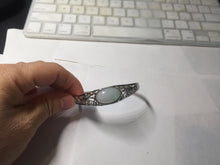 Load image into Gallery viewer, Size 52-58mm 100% natural type A light green purple jadeite jade cabochon beads open Cuff bracelet PB218