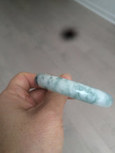 Load image into Gallery viewer, 51.5mm certified 100% natural Type A light green/white with green floating flowers oval jadeite jade bangle AM83-1631