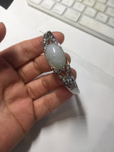 Load image into Gallery viewer, Size 52-58mm 100% natural type A light green purple jadeite jade cabochon beads open Cuff bracelet PB218