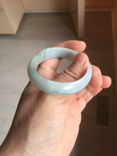 Load image into Gallery viewer, 45mm Certified Type A 100% Natural light green purple white flat Oval Jadeite Jade Bangle PJ70-2195