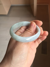 Load image into Gallery viewer, 45mm Certified Type A 100% Natural light green purple white flat Oval Jadeite Jade Bangle PJ70-2195