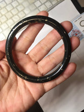 Load image into Gallery viewer, 61mm 100% Natural Dark Green Black Meteorite A Sky Full of Stars (繁星满天) Round Cut Nephrite Bangle HN224-0568