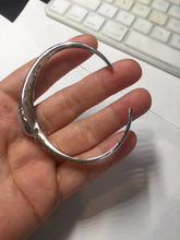 Load image into Gallery viewer, Size 52-58mm 100% natural type A light green purple jadeite jade cabochon beads open Cuff bracelet PB218