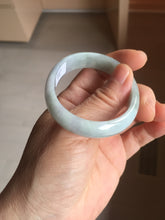 Load image into Gallery viewer, 45mm Certified Type A 100% Natural light green purple white flat Oval Jadeite Jade Bangle PJ70-2195