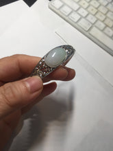 Load image into Gallery viewer, Size 52-58mm 100% natural type A light green purple jadeite jade cabochon beads open Cuff bracelet PB218