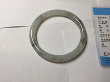 Load image into Gallery viewer, 58.5mm certified 100% natural Type A white dark green ink painting (水墨) round cut jadeite jade bangle PC160-3157