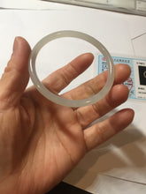 Load image into Gallery viewer, 52.5mm Certified 100% Natural icy gray (灰冰) slim round cut nephrite jade bangle HF127-9232