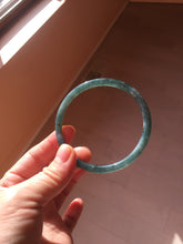 Load image into Gallery viewer, 59.5mm Certified Type A 100% Natural dark green/blue/gray Guatemala slim round cut Jadeite bangle PD177-2483